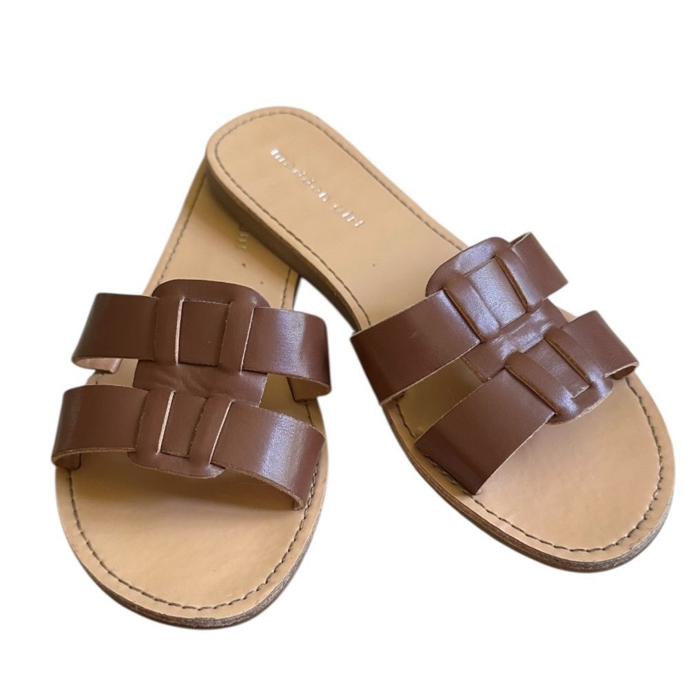 Madden Girl Women’s Double Strap Brown Slide Flat Sandals. Size 7